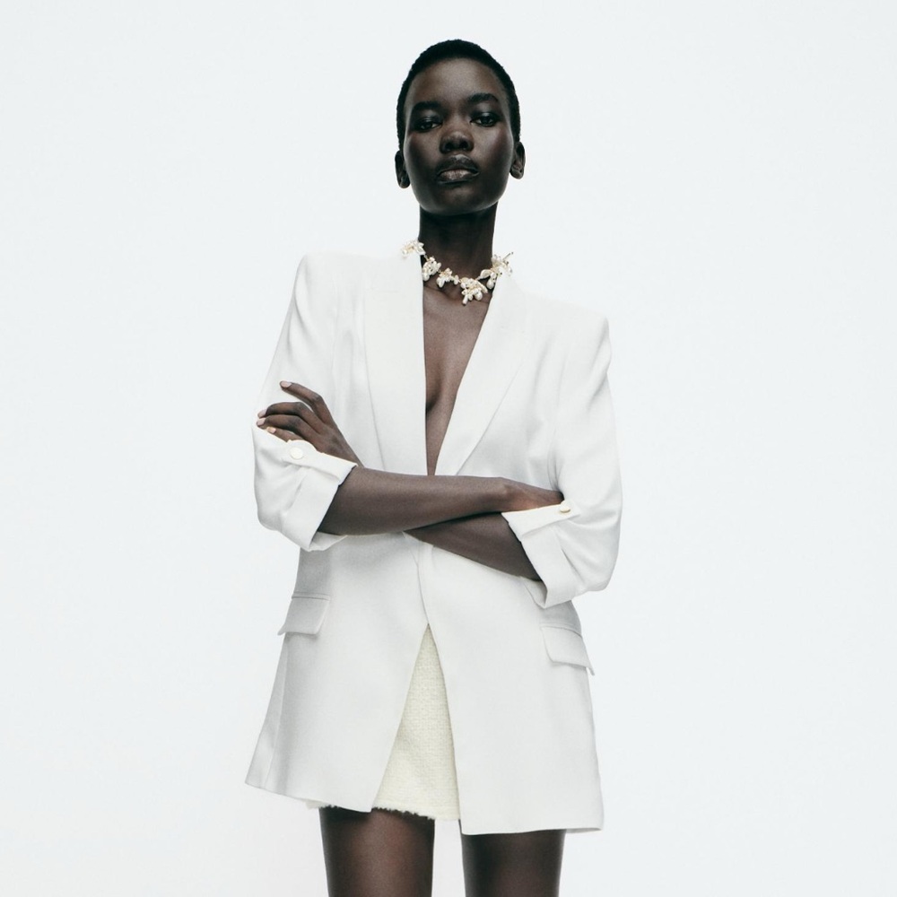 Zara Elegant White Women's Blazer